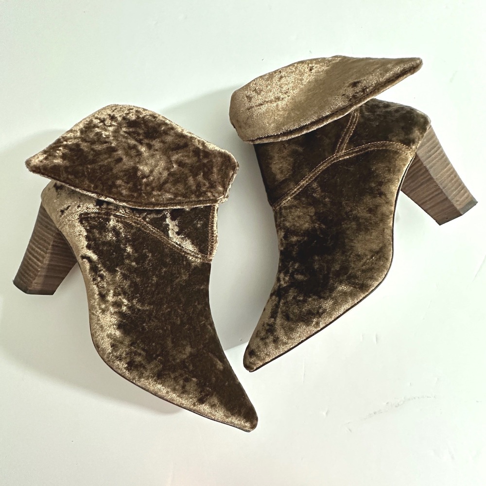 Free People Womens Boot 37 Bronze Crushed Velvet Steampunk Romantic Whimsigoth
